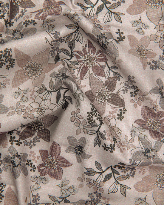 Digital Light Brown White Dark Brown Flower Print Shirts for Men