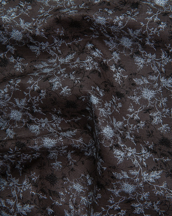 Slub Linen Brown Printed Shirts for Men