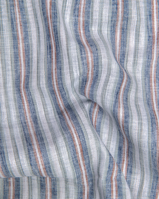 Super Fine Linen White with Blue Gray Mix Patta Print Shirts for Men