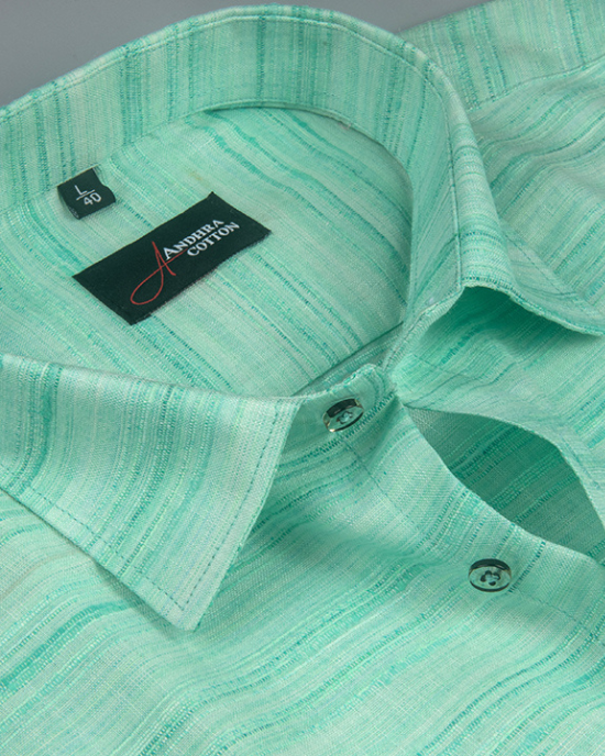 Ethenik Khadi Rama Green Colour Shirt for Men
