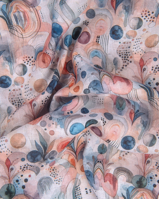 Rusiyano Linen Orange Universe Print Shirts For Men
