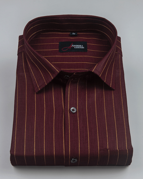 Cotton Marrun with Golden Lining Shirts for Men
