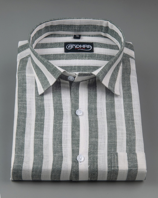 Oxford White with Green Patta Shirts for Men