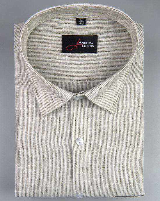 Bayview Linen Light Pista Green Colour Shirts For Men