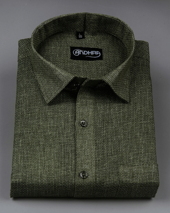 Matty Jute Linen Green Colour Shirts for Men