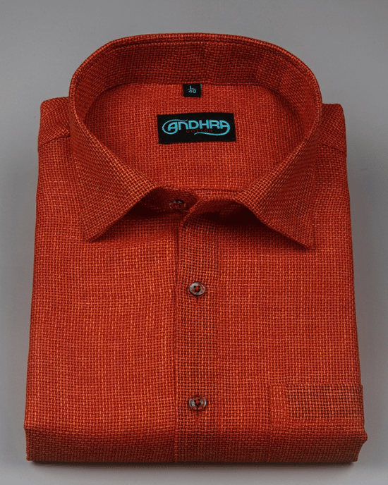 Matty Jute Linen Red Orange Colour Shirts for Men