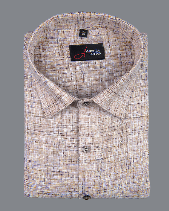 Khadi Light Brown with Maroon Shade Colour Shirts for Men