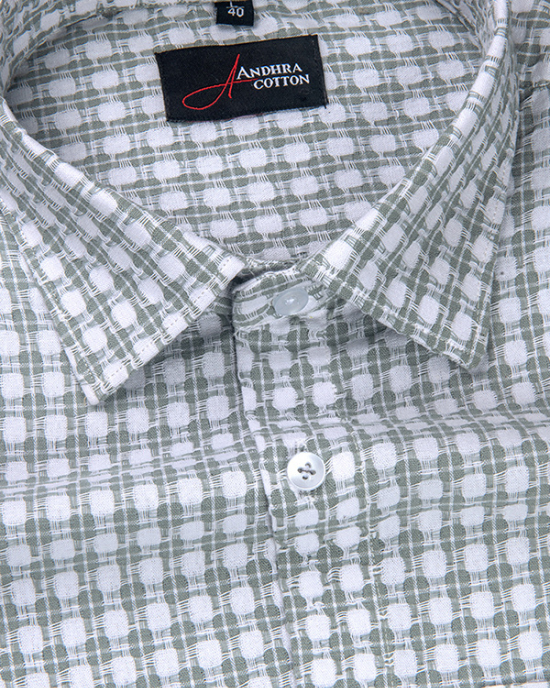 Cotton Checks Pista Green Colour Shirts For Men