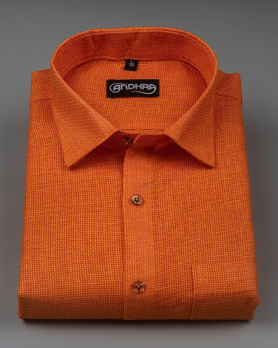 Matty Jute Linen Dark Orange Colour Shirts for Men