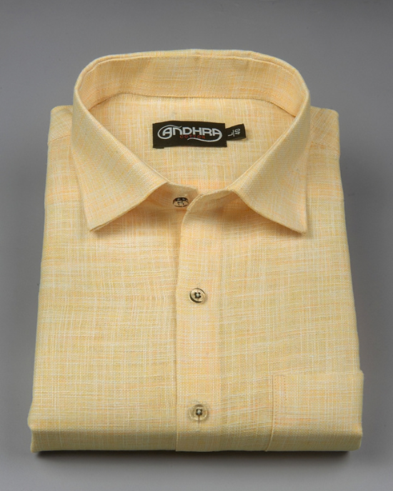 Mofatlal Khadi Yellow White Shade Mix Colour Shirts for Men