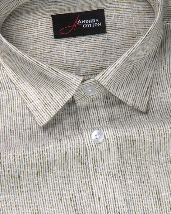 Bayview Linen Light Pista Green Colour Shirts For Men