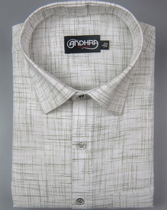 Mofatlal Khadi White with Green Shade Colour Shirts for Men