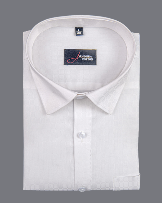 Jaquat White Sobar Square Design Shirts for Men