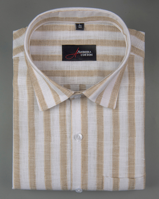 Soft Linen White with Fone Patta Shirts for Men