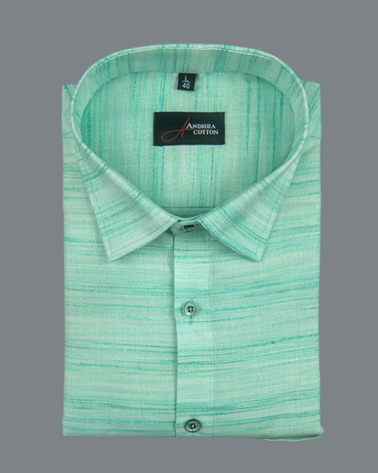 Ethenik Khadi Rama Green Colour Shirt for Men
