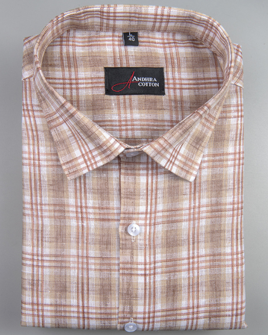 Super Fine Linen Fone Marrun Check Shirts for Men
