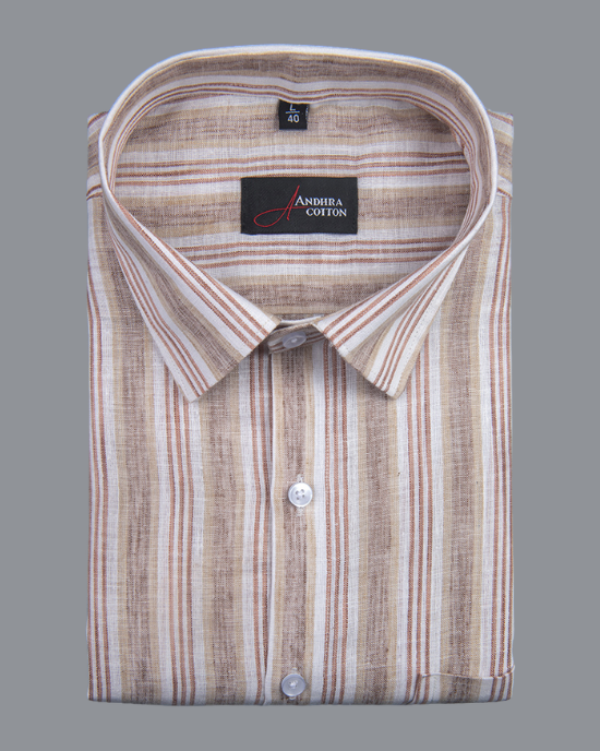 Super Fine Linen Fone Marrun Mix Patta Print Shirts for Men