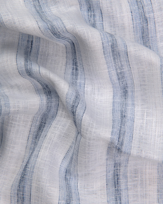 Soft Linen White with Sky Broad Patta Shirts for Men