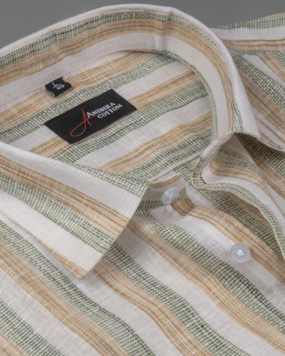 Jute Linen Fone with Green Patta Shirts for Men