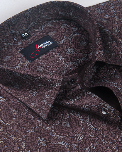 Cotton Maroon Rajwada Print Shirts for Men