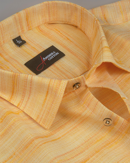 Ethenik Khadi Golden Yellow Colour Shirt for Men