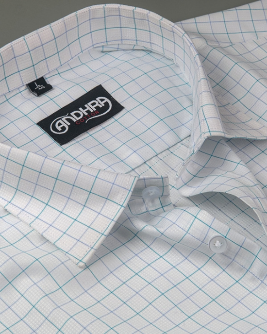 Arvind Mofatlal Rama Geen with Blue Checks Shirts for Men