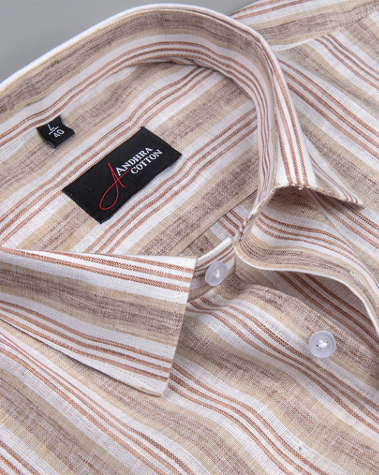 Super Fine Linen Fone Marrun Mix Patta Print Shirts for Men