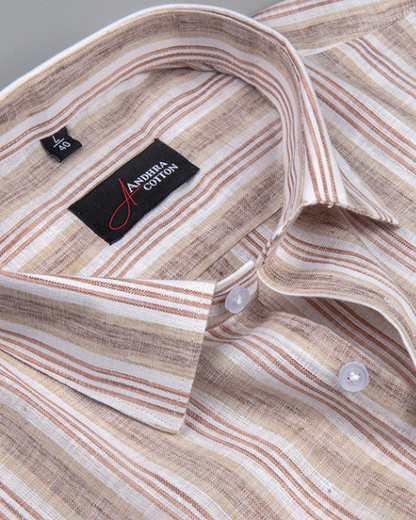 Super Fine Linen Fone Marrun Mix Patta Print Shirts for Men