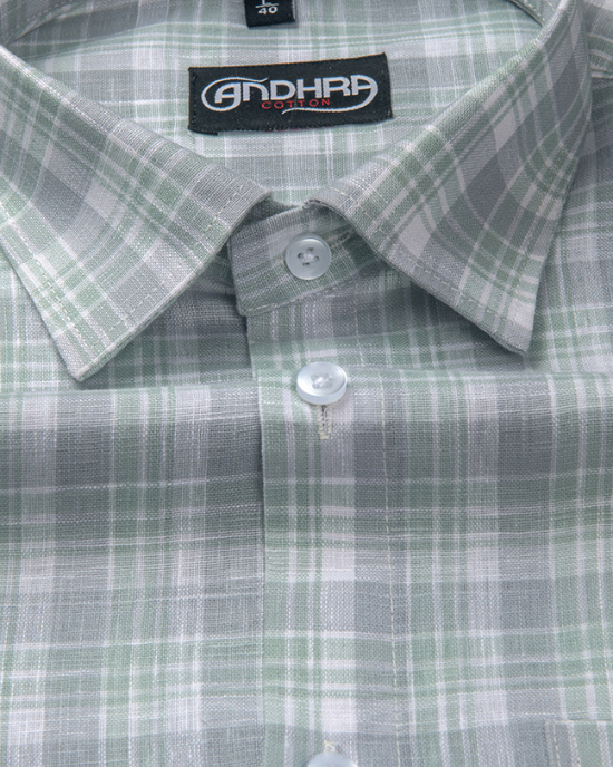 Corporate Cotton Green Fone Checks Shirts for Men