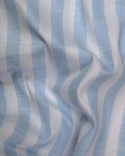 Leo Linen Jute White with Sky Blue Patta Print Shirts for Men