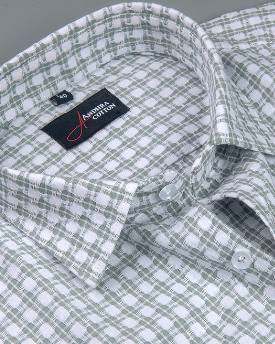 Cotton Checks Pista Green Colour Shirts For Men