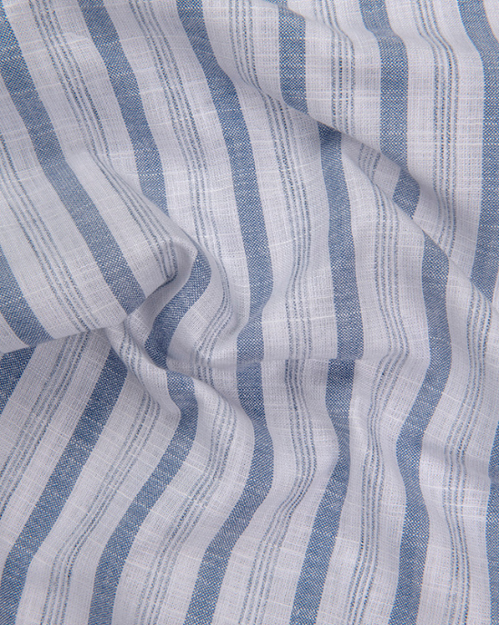 Soft Linen White with Blue Mix Patta Print Shirts for Men