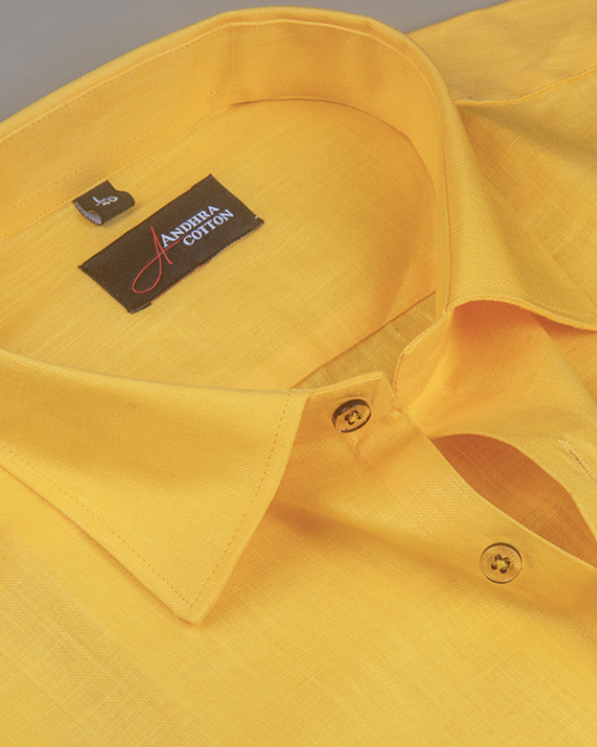 Bristol Linen Dark Yellow Colour Shirts for Men