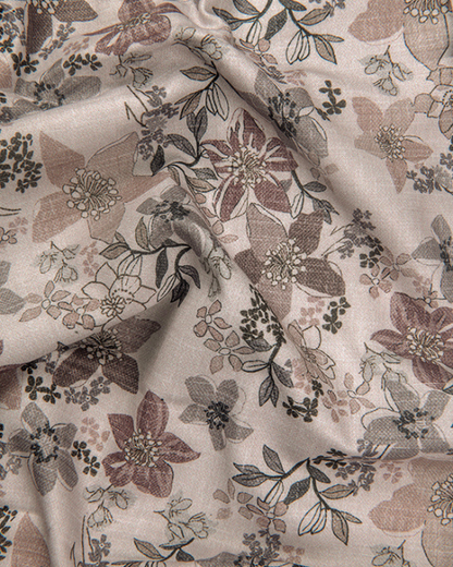Digital Light Brown White Dark Brown Flower Print Shirts for Men