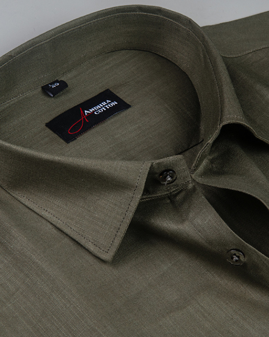 Bristol Linen Mehendi Colour Shirts for Men