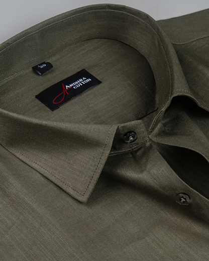 Bristol Linen Mehendi Colour Shirts for Men