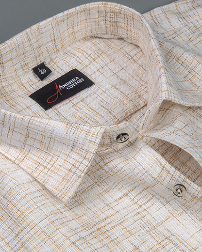 Khadi Cream with Fone Shade Colour Shirts for Men