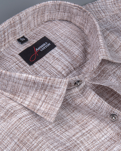 Khadi Light Coffee with White Shade Colour Shirts for Men