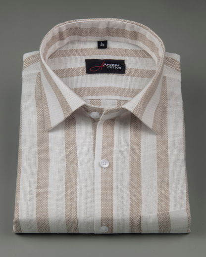 Jute Linen White with Fone Patta Shirts for Men