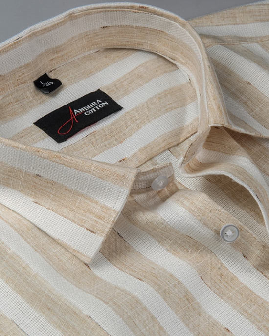Soft Jute Linen White with Fone Patta Shirts for Men