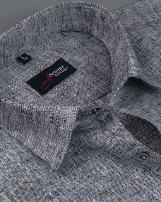 Linen Dark Gray Colour Shirts for Men
