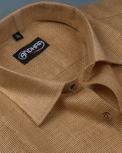 Matty Jute Linen Golden Fone Colour Shirts for Men