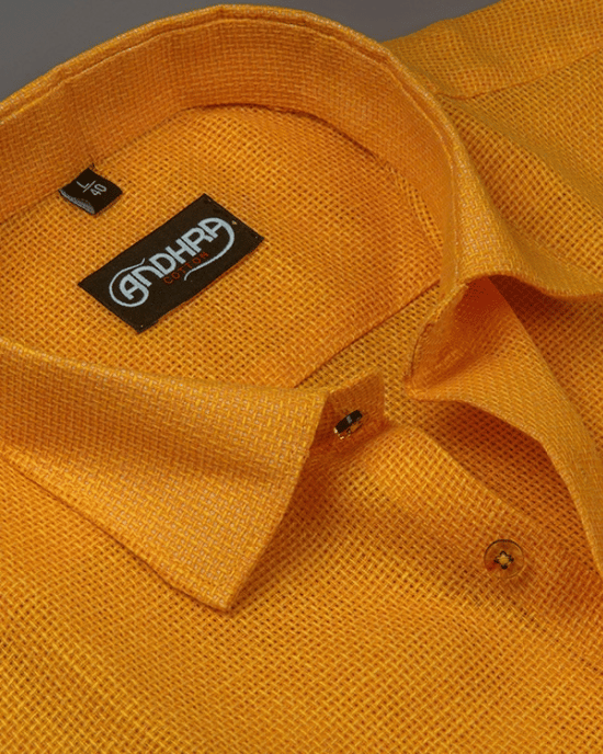 Matty Jute Linen Golden Yellow Colour Shirts for Men