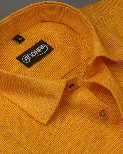 Matty Jute Linen Golden Yellow Colour Shirts for Men