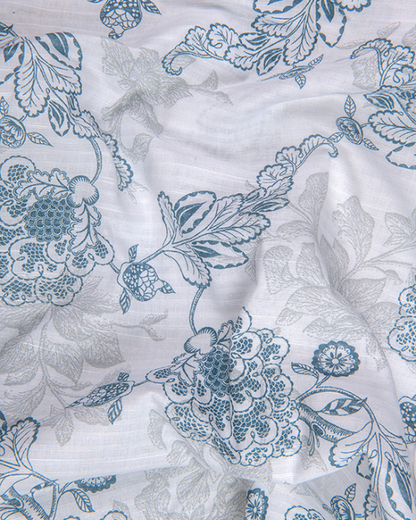 Linen White With Rama Colour Flower Print Shirts for Men