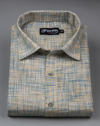 Mofatlal Khadi Fone Blue Mix Colour Shirts for Men