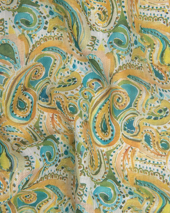 Rusiyano Linen Yellow Rama Pathan Print Shirts for Men