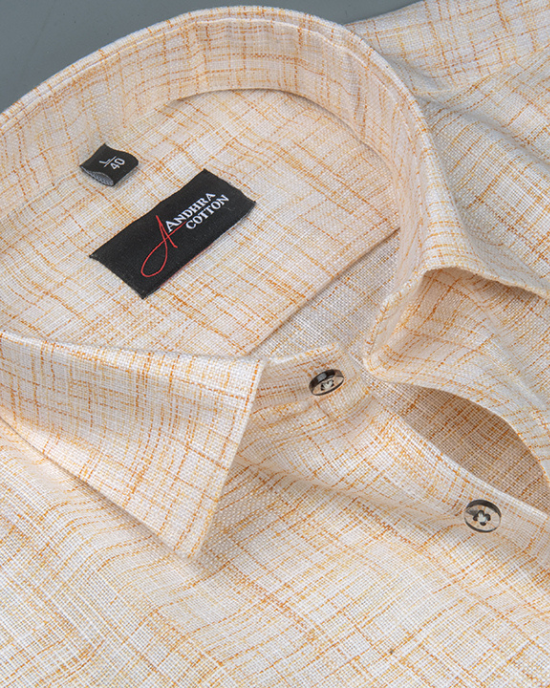 Khadi Butter with Orange Shade Colour Shirts for Men