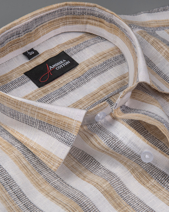 Jute Linen Fone with Grey Patta Shirts for Men