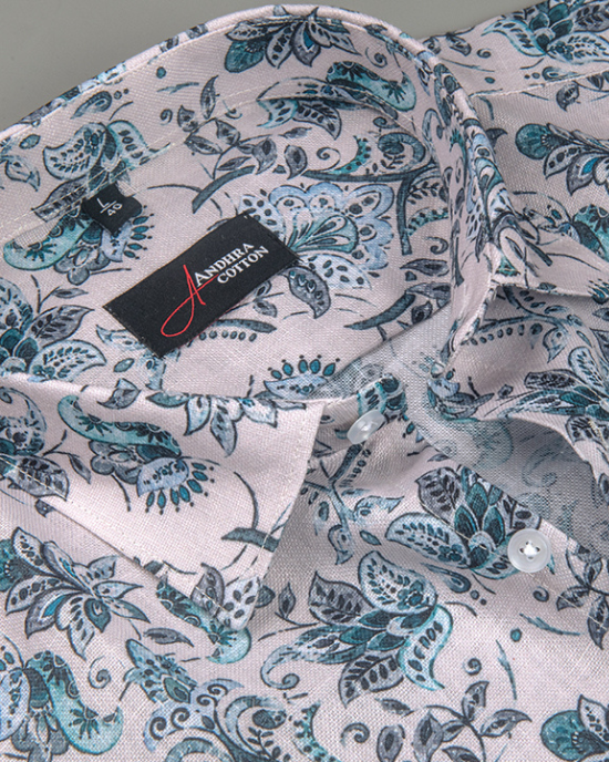 Rusiyano Linen Light Fone With Rama Print Shirts For Men